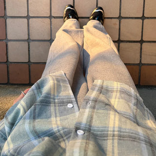 One-pocket loose flannel shirt