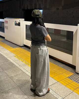 (Unisex) Check Layered Belt Loop Sweatpants