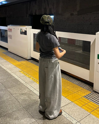 (Unisex) Check Layered Belt Loop Sweatpants
