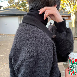 Boa High-Neck Cardigan