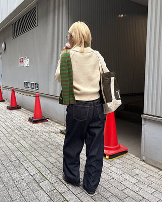 Yellow Stitch Wide Rigid Jeans
