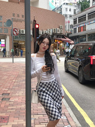 [2pcs] Lace Tie Shirring T-Shirt Set