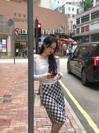 [2pcs] Lace Tie Shirring T-Shirt Set