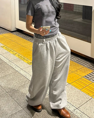 (Unisex) Check Layered Belt Loop Sweatpants