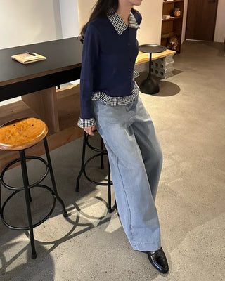 Checked knit cardigan