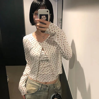 Flower Camisole Cardigan Set