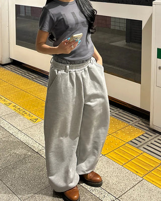 (Unisex) Check Layered Belt Loop Sweatpants