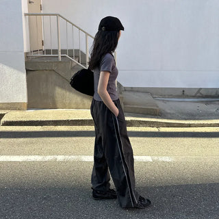 Track line wide pants