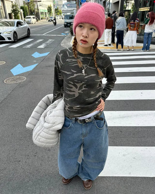 Waffle Camouflage Long T-Shirt