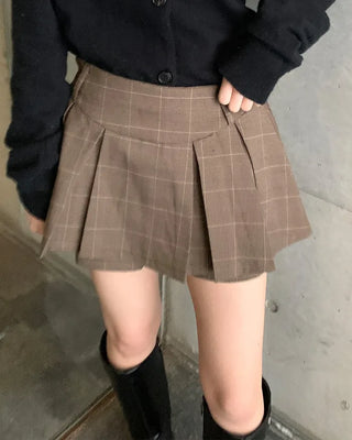 Pleated mini skirt pants