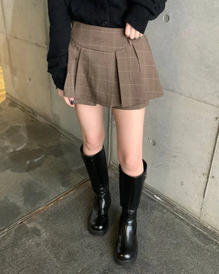 Pleated mini skirt pants