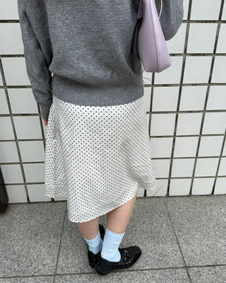 Satin polka dot midi skirt