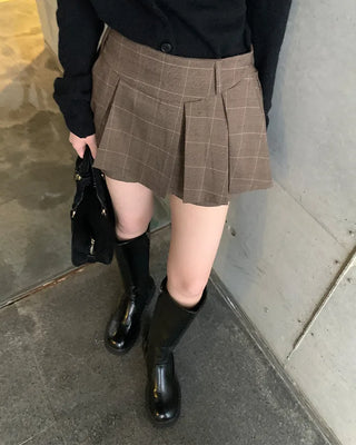 Pleated mini skirt pants