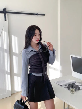 Pleated pocket skirt