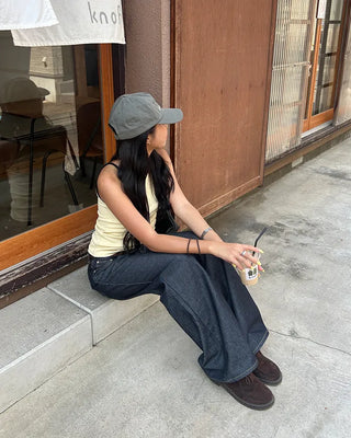 Wide Flare Rigid Denim Pants