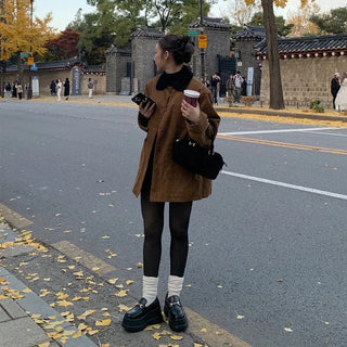 Checked two-tone corduroy jacket