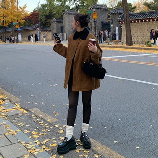 Checked two-tone corduroy jacket