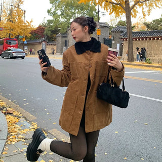 Checked two-tone corduroy jacket