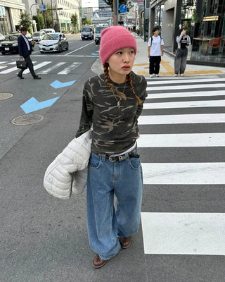 Waffle Camouflage Long T-Shirt