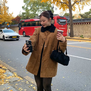 Checked two-tone corduroy jacket
