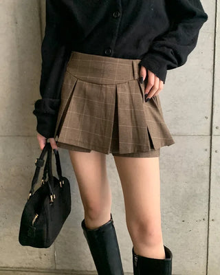 Pleated mini skirt pants