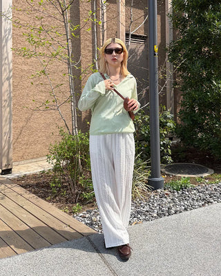 Punching lace stripe easy pants