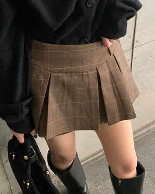 Pleated mini skirt pants