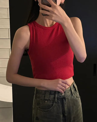 Silverpoint Rib Cropped Sleeveless