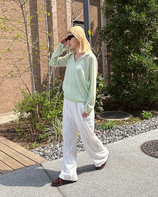 Deep Johnny Color Linen Sheer Pullover