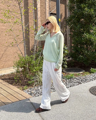 Punching lace stripe easy pants