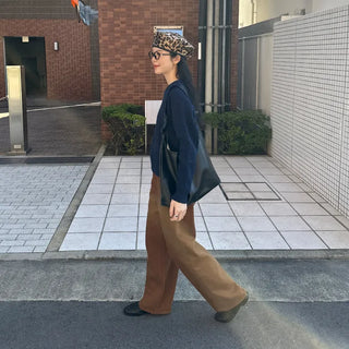 Colored cotton wide-leg pants