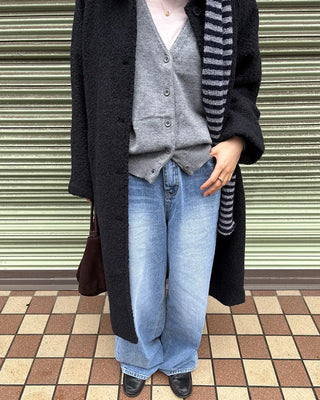 V-neck drop-shoulder rayon cardigan