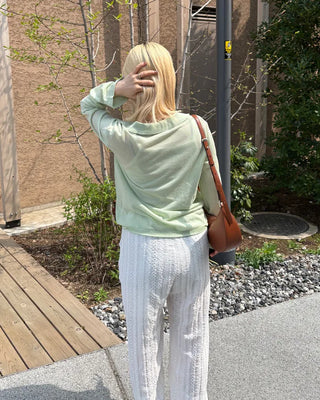Deep Johnny Color Linen Sheer Pullover