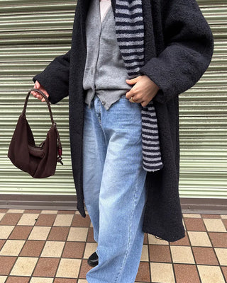 V-neck drop-shoulder rayon cardigan