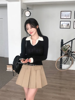2-pocket pleated skirt