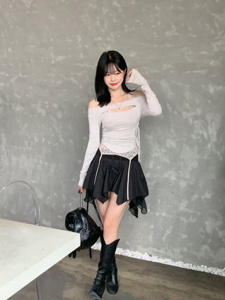 [4 colors] Halter lace sleeveless top