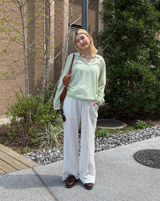 Punching lace stripe easy pants