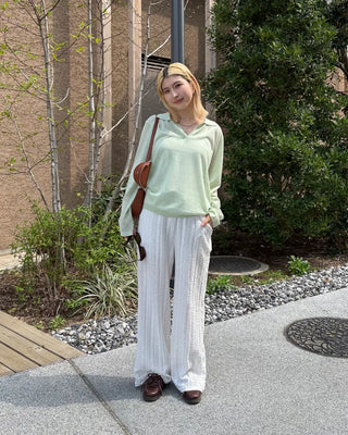 Punching lace stripe easy pants