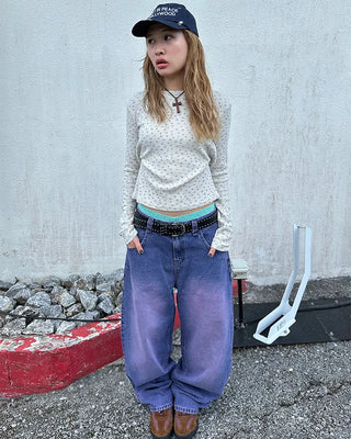 Waffle Mini Flower Slim Long Sleeve Cut and Sew