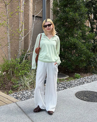 Punching lace stripe easy pants