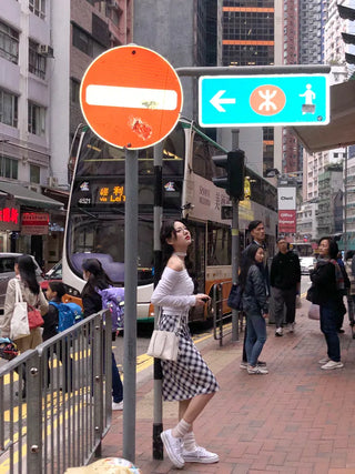 Checked long skirt