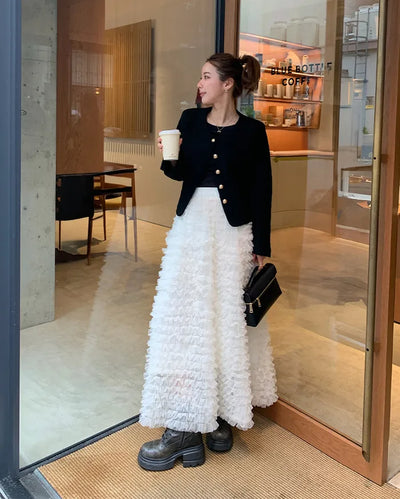 Chiffon lace long skirt