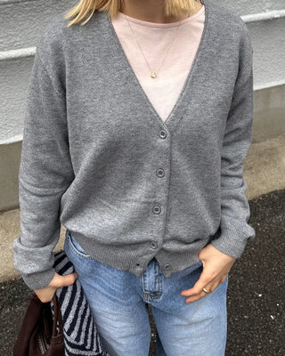V-neck drop-shoulder rayon cardigan