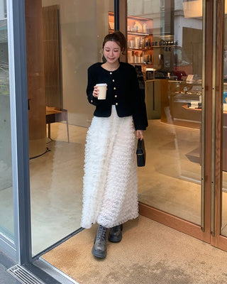 Chiffon lace long skirt
