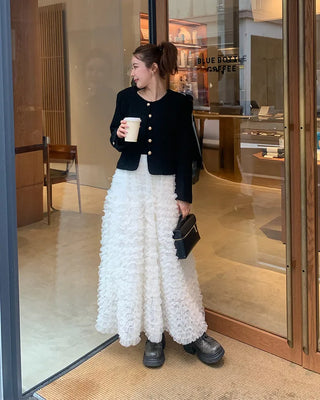 Chiffon lace long skirt