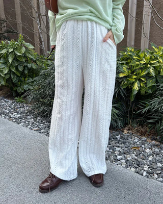 Punching lace stripe easy pants
