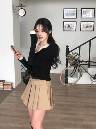 2-pocket pleated skirt