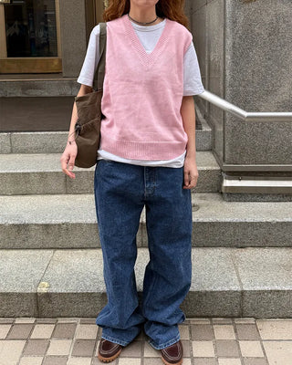 Semi-wide denim pants