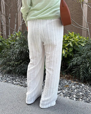 Punching lace stripe easy pants