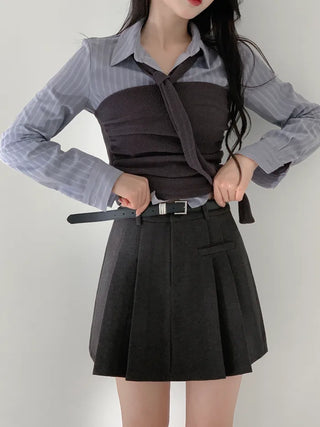 Pleated pocket skirt